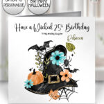 20038 personalised floral witchy hat birthday card 1