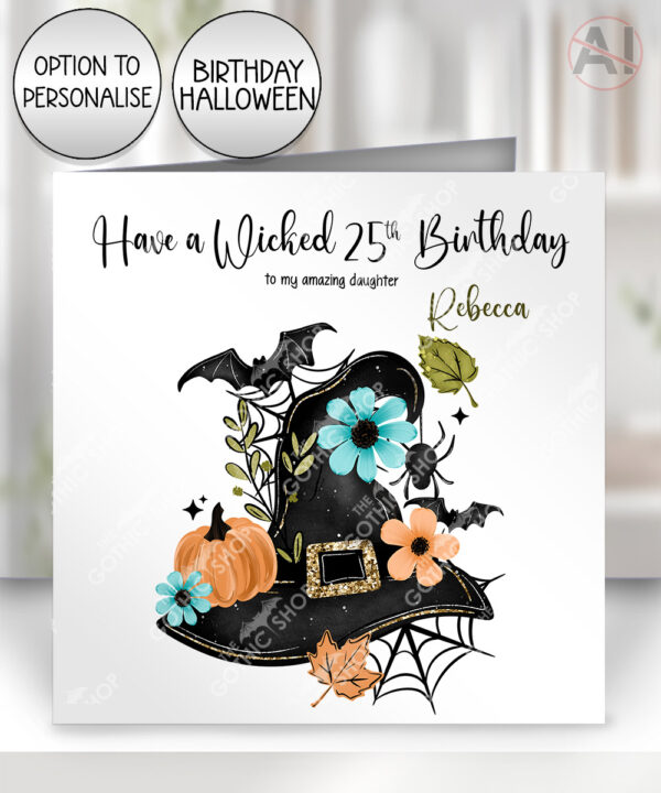 20038 personalised floral witchy hat birthday card 1