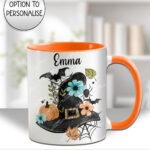 20039 personalised floral witchy hat halloween mug 1