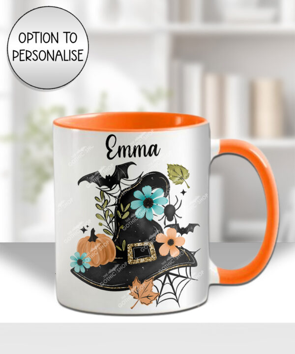 20039 personalised floral witchy hat halloween mug 1