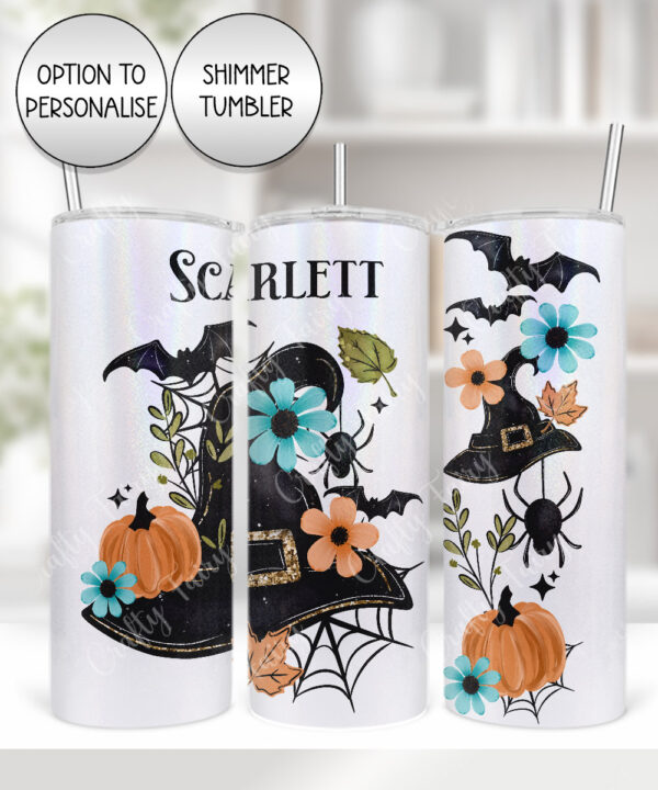 20040 personalised floral witchy hat halloween tumbler 1