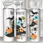20040 personalised floral witchy hat halloween tumbler 2