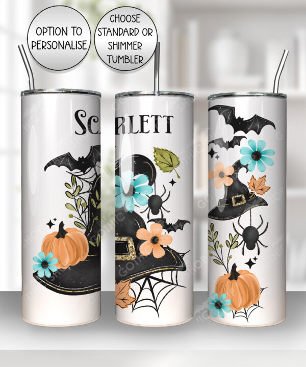 20040 personalised floral witchy hat halloween tumbler 2