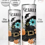 20040 personalised floral witchy hat halloween tumbler 3