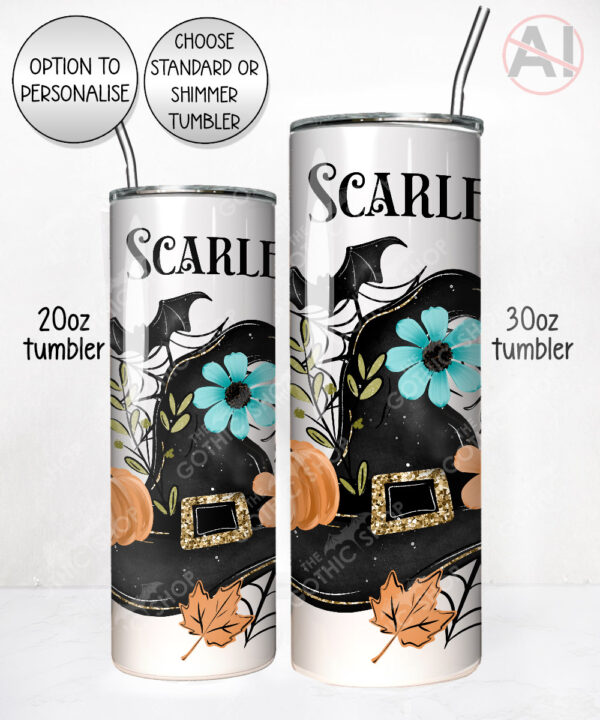 20040 personalised floral witchy hat halloween tumbler 3