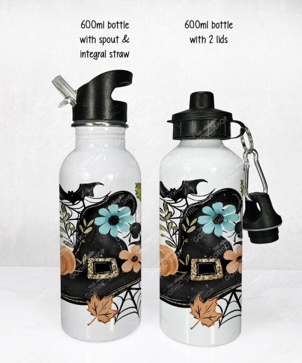 20041 personalised floral witchy hat halloween water bottle 3