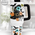 20042 personalised floral witchy hat halloween large tumbler 1