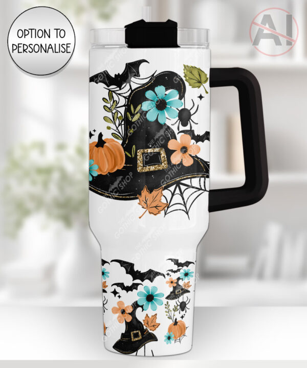 20042 personalised floral witchy hat halloween large tumbler 1