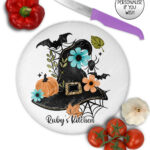 20043 personalised floral witchy hat halloween chopping board 2