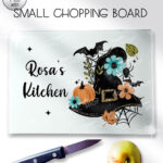 20043 personalised floral witchy hat halloween chopping board 3