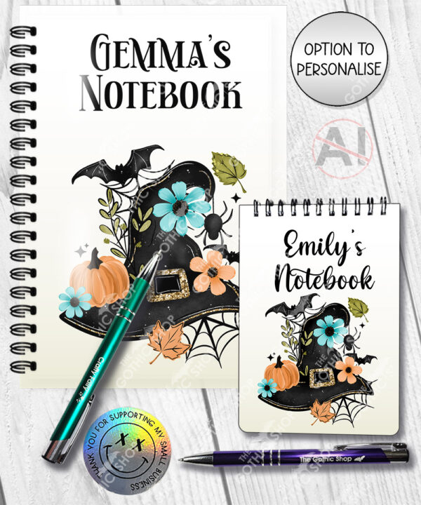 20044 personalised floral witchy hat halloween notebook 1