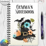 20044 personalised floral witchy hat halloween notebook 2