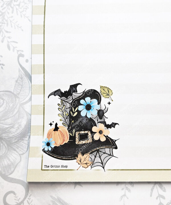 floral witchy hat halloween a5 notepad