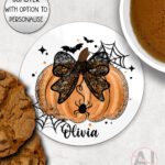 20047 personalised pumpkin lace halloween coaster