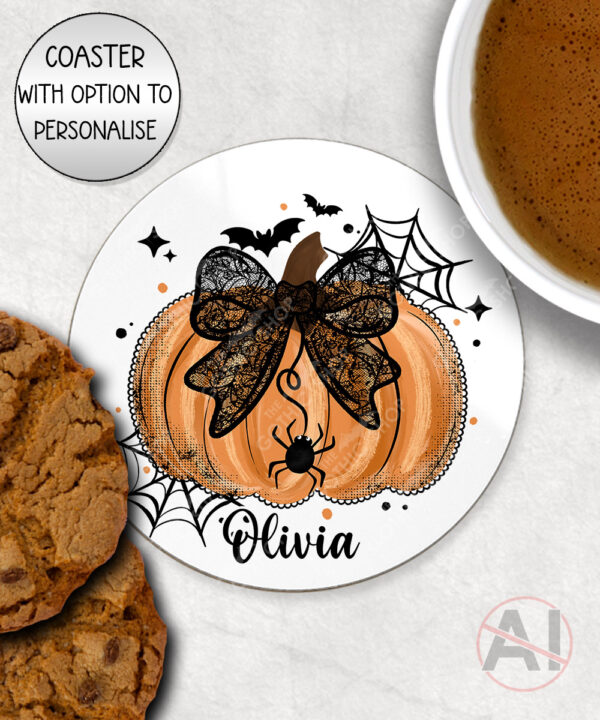 20047 personalised pumpkin lace halloween coaster
