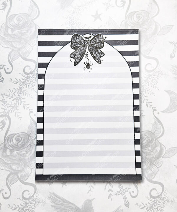 black lace bow & spider gothic a5 notepad