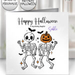 20057 personalised pumpkin skeketons halloween card 1