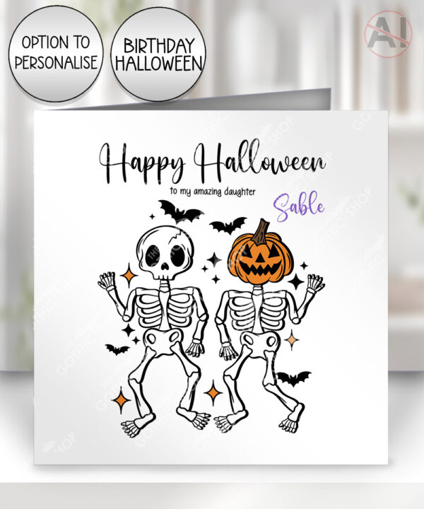 20057 personalised pumpkin skeketons halloween card 1