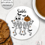 20058 personalised pumpkin skeketons halloween coaster