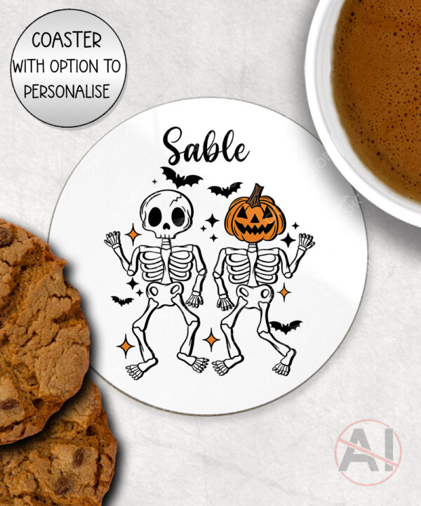 20058 personalised pumpkin skeketons halloween coaster