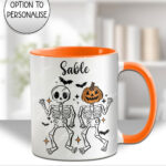 20058 personalised pumpkin skeketons halloween mug 1
