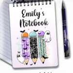 ghosts with pencils halloween notebook journal option to personalise