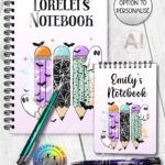 ghosts with pencils halloween notebook journal option to personalise