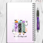 ghosts with pencils halloween notebook journal option to personalise