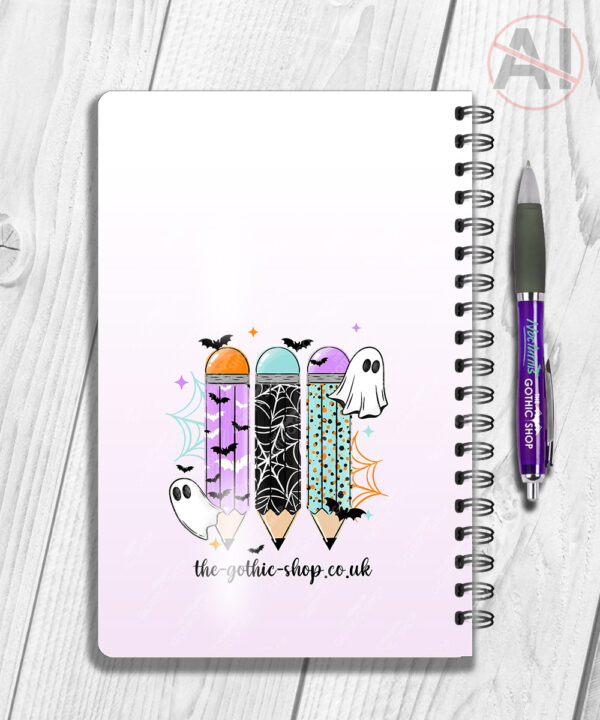 ghosts with pencils halloween notebook journal option to personalise