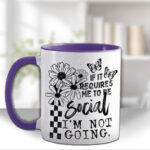 "if it requires me to be social i'm not going" mug and/or coaster optional to personalise