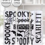 spooky text gothic halloween straight tumbler option to personalise