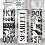 spooky text gothic halloween straight tumbler option to personalise