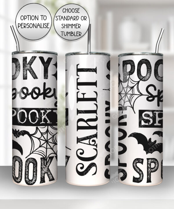 spooky text gothic halloween straight tumbler option to personalise