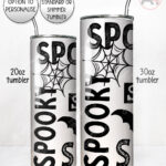 spooky text gothic halloween straight tumbler option to personalise