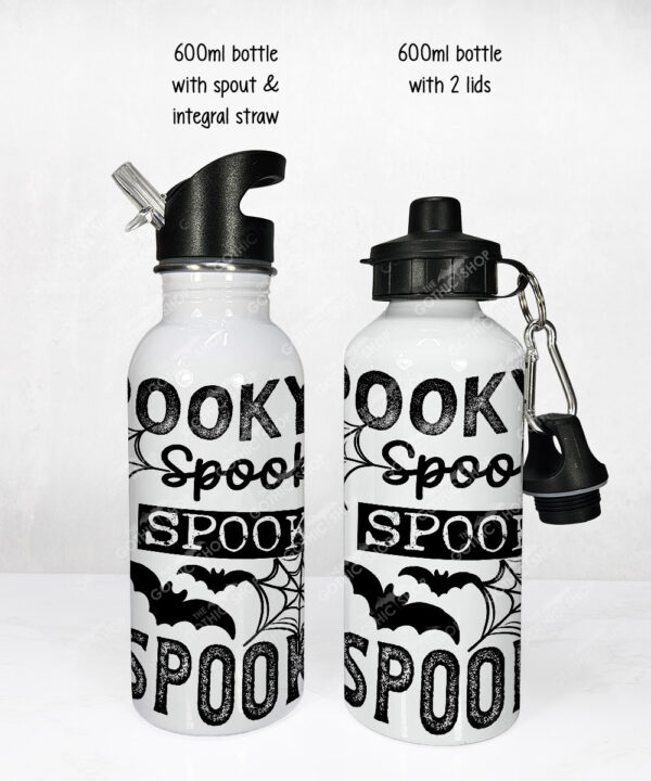 spooky text gothic halloween water bottle option to personalise