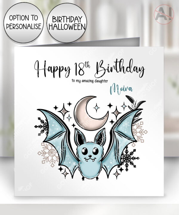 20090 personalised winter bat gothic birthday card