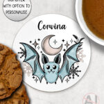 20091 personalised winter bat gothic coaster