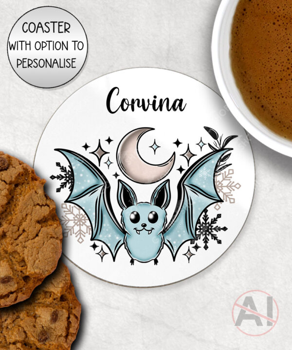 20091 personalised winter bat gothic coaster