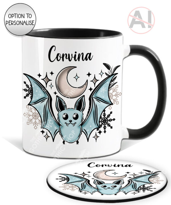 20091 personalised winter bat gothic mug coaster