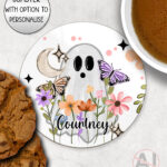20100 floral ghosties personalised coaster 1