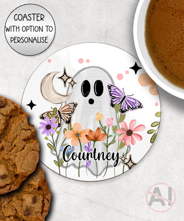 20100 floral ghosties personalised coaster 1