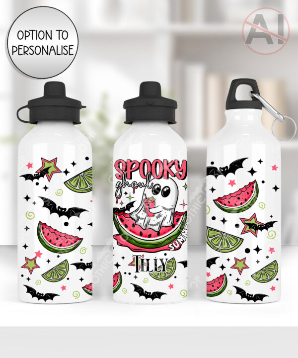 summer spooky ghoul water bottle option to personalise