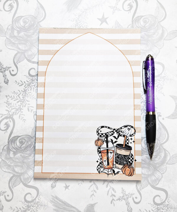 autumn pumpkin & bow gothic halloween coffee a5 notepad