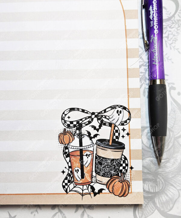 autumn pumpkin & bow gothic halloween coffee a5 notepad
