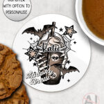 20119 personalised spooky brew gothic coaster