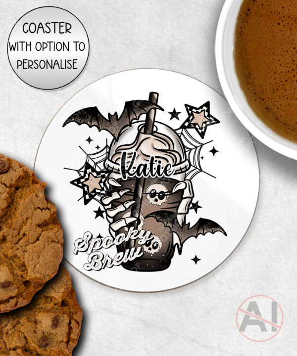20119 personalised spooky brew gothic coaster