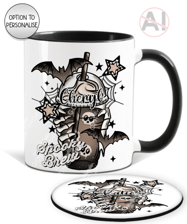 20119 personalised spooky brew gothic mug coaster