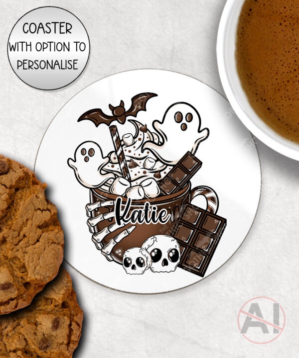 20122 personalised spooky hot chocolate coaster