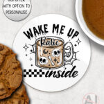 wake me up inside spooky brew gothic halloween mug and/or coaster optional to personalise