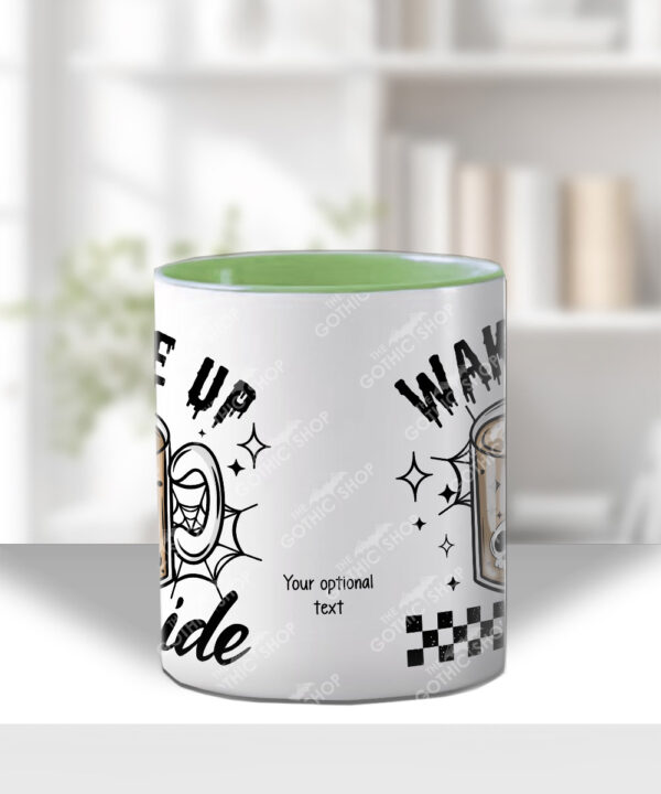 wake me up inside spooky brew gothic halloween mug and/or coaster optional to personalise